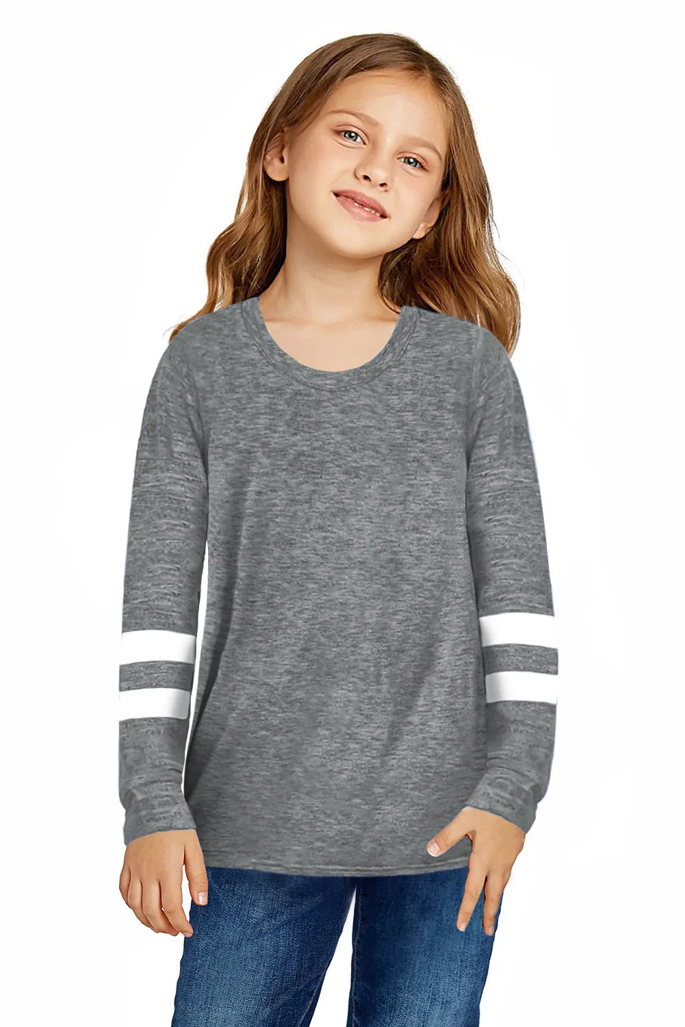 Cotton Blend Striped Little Girl Long Sleeve Shirts