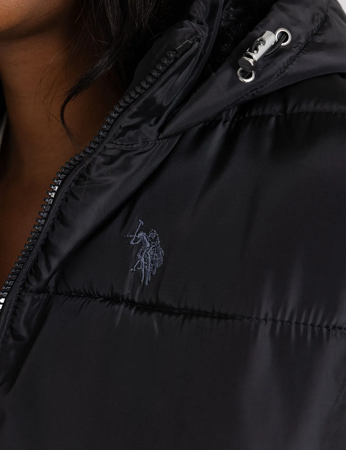 COZY HOODED CONTRAST PUFFER JACKET