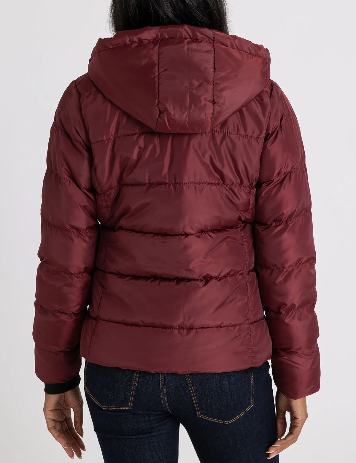 COZY HOODED CONTRAST PUFFER JACKET