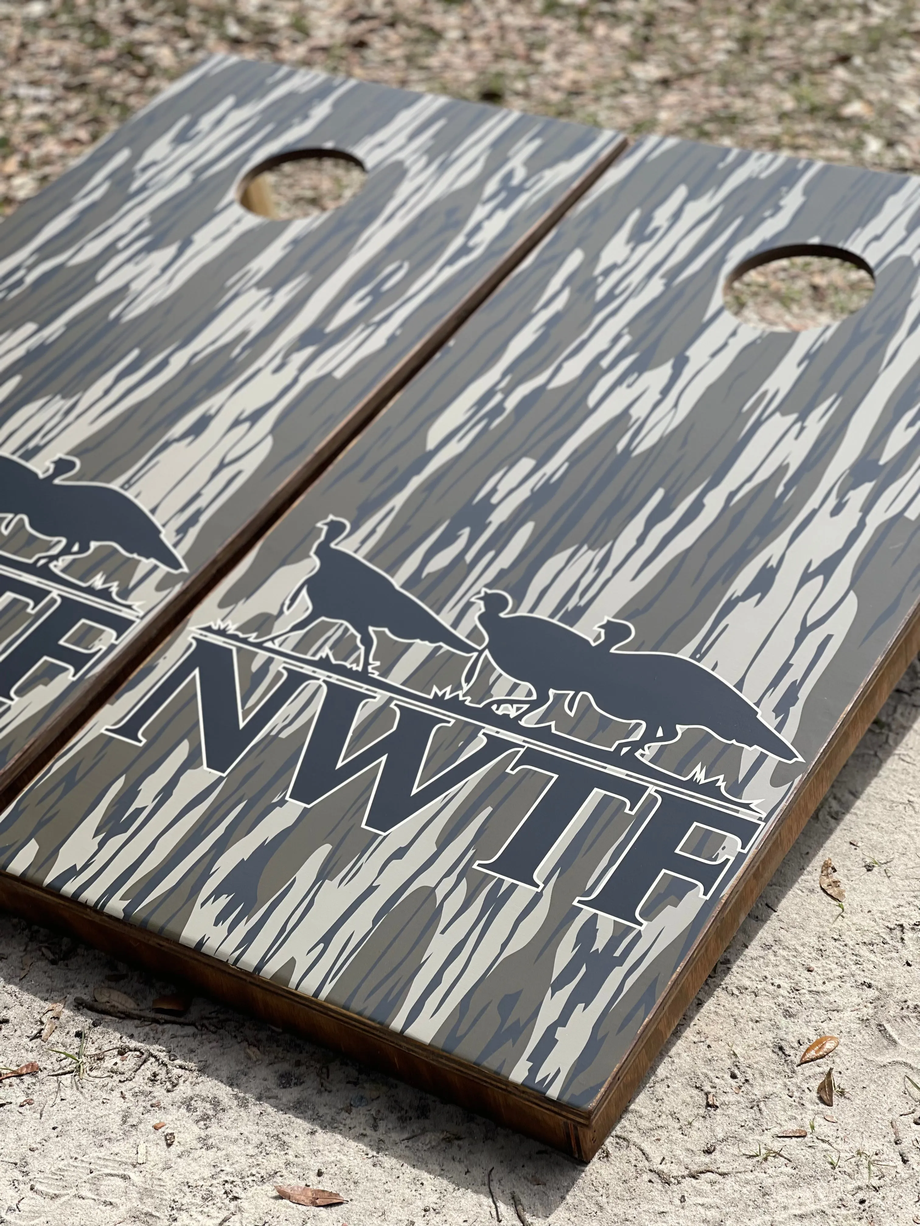Custom Bottomland Camo Cornhole Set With Bean Bags