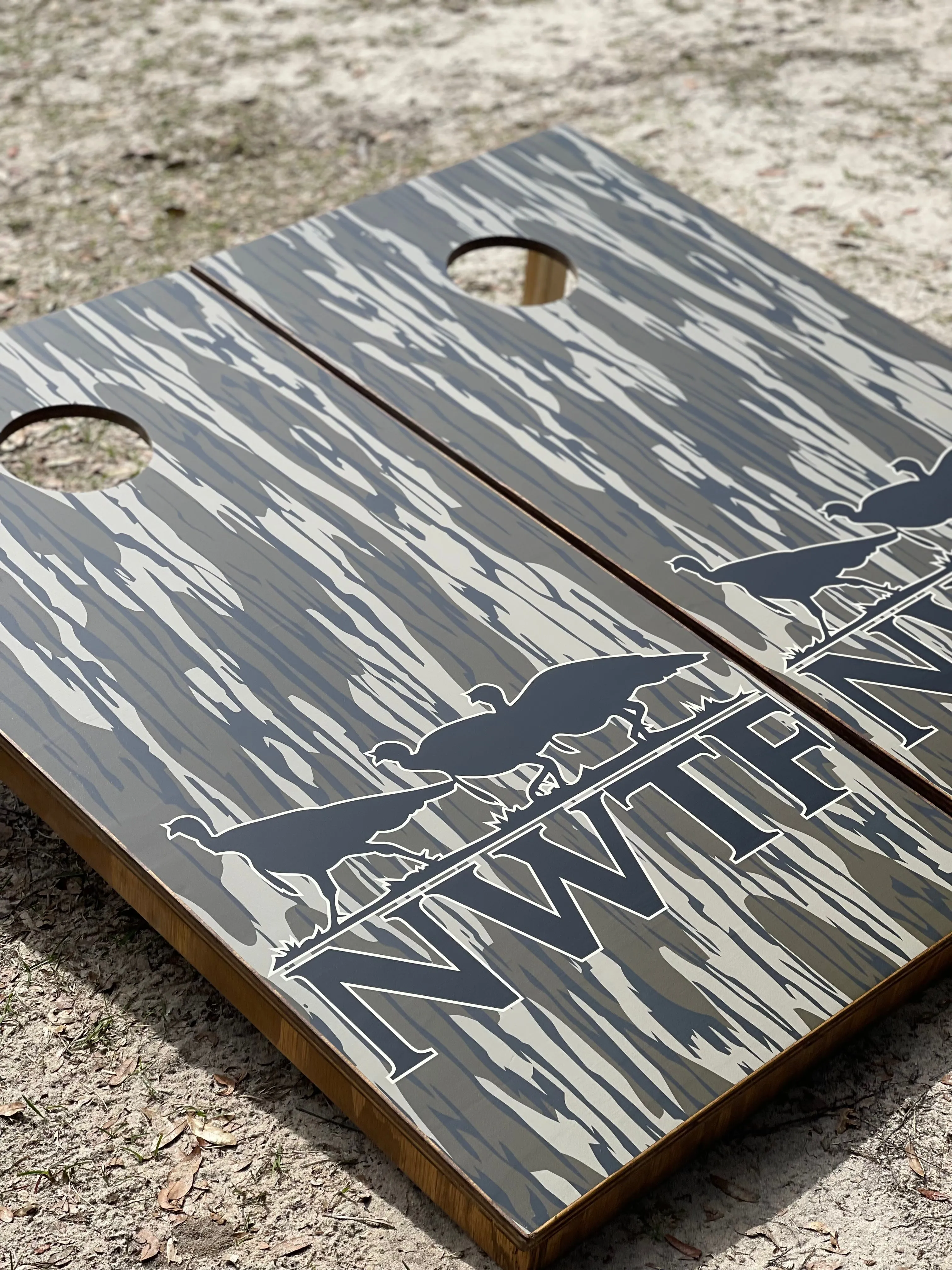 Custom Bottomland Camo Cornhole Set With Bean Bags