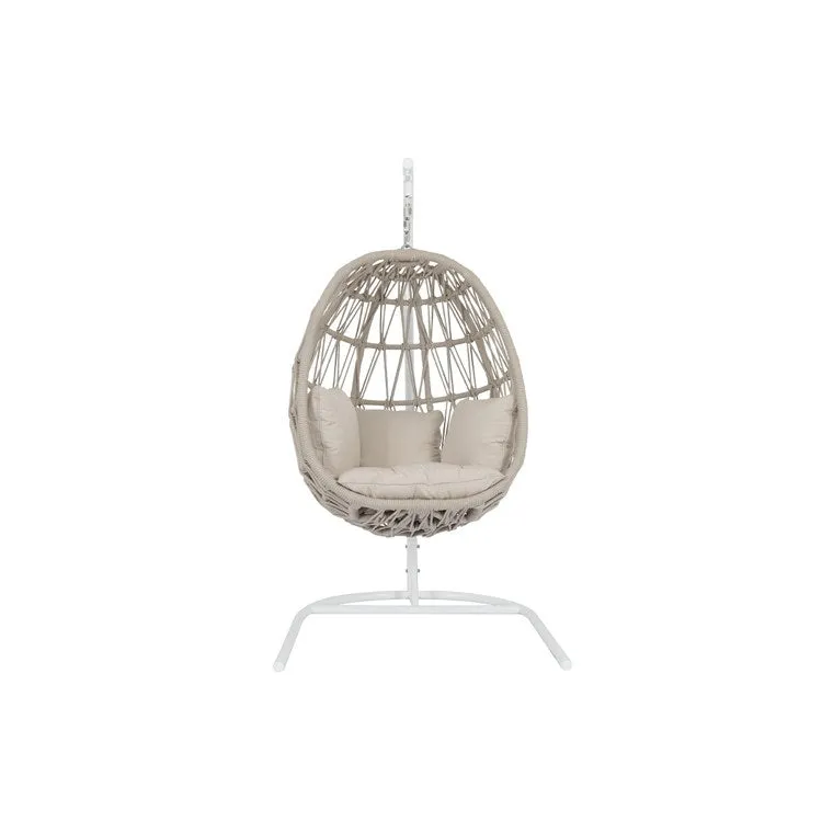 Dana Rope Hanging Club Chair with Cushions - Linen Canvas