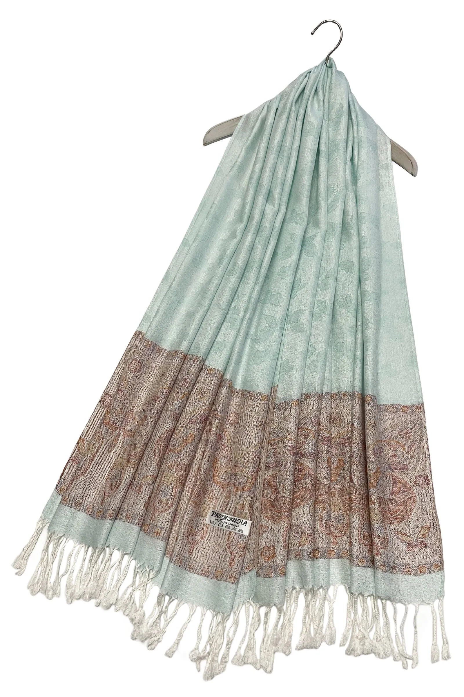 Delicate Butterfly Embroidered Pashmina Tassel Scarf
