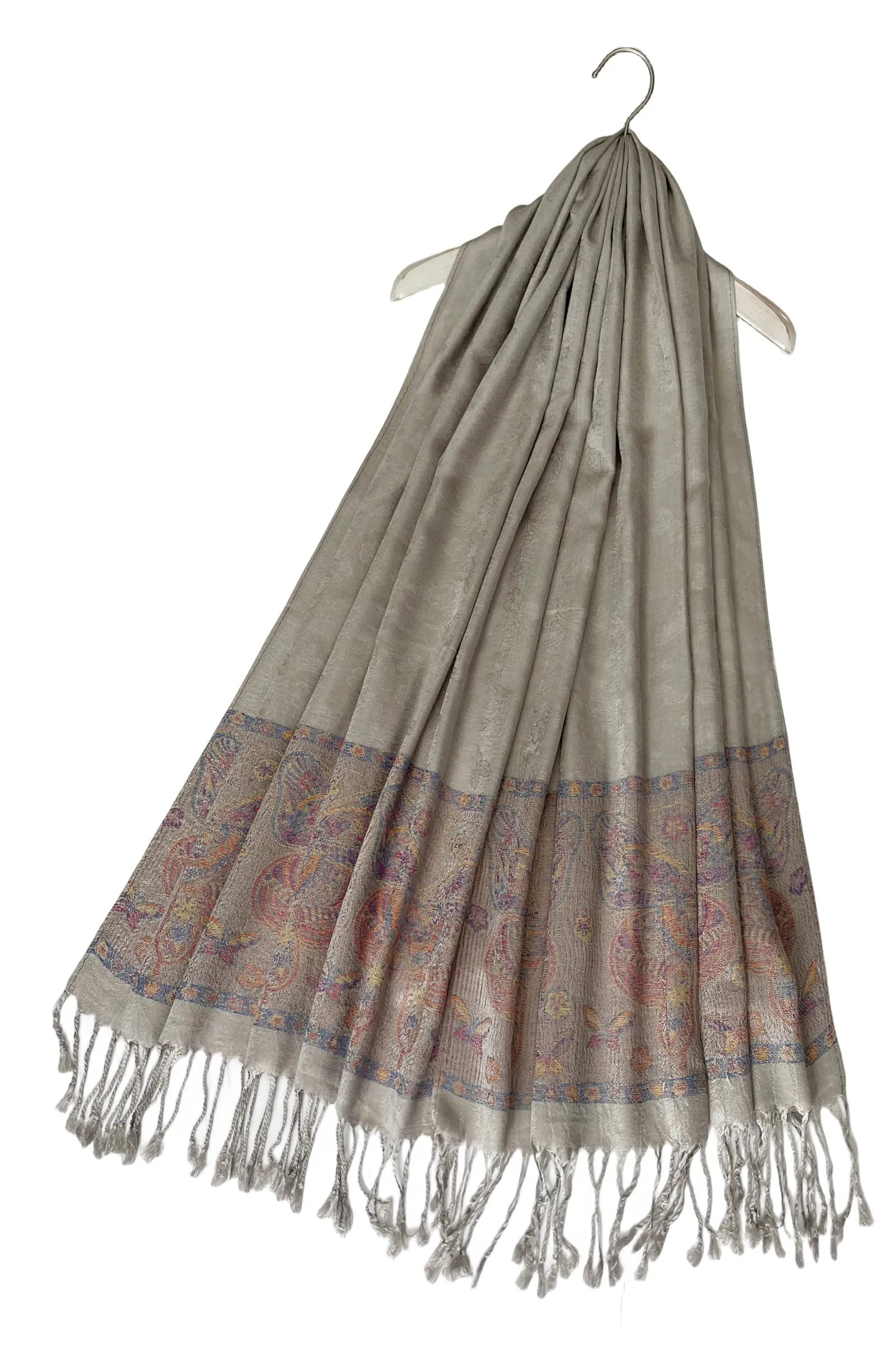 Delicate Butterfly Embroidered Pashmina Tassel Scarf