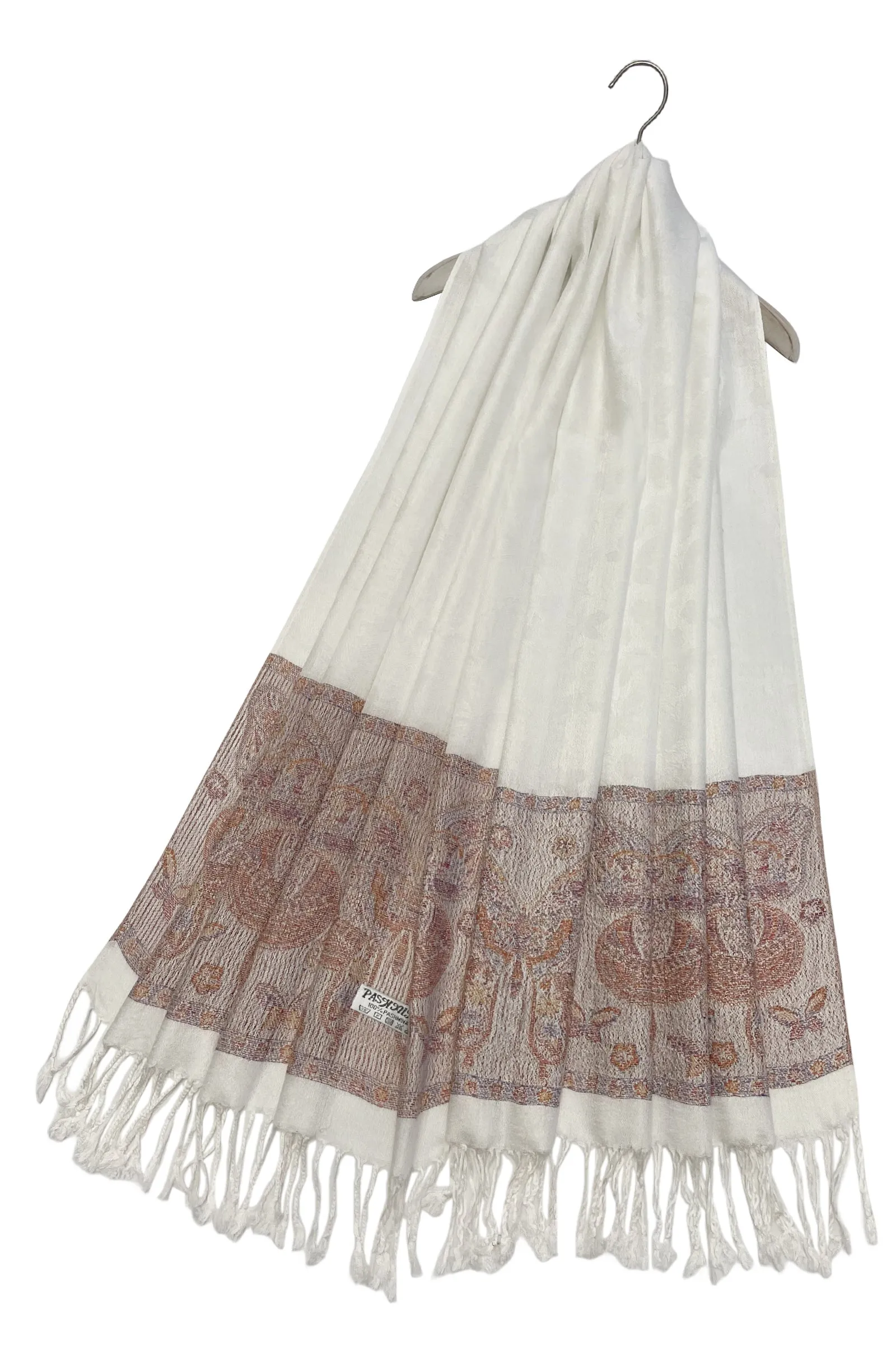 Delicate Butterfly Embroidered Pashmina Tassel Scarf