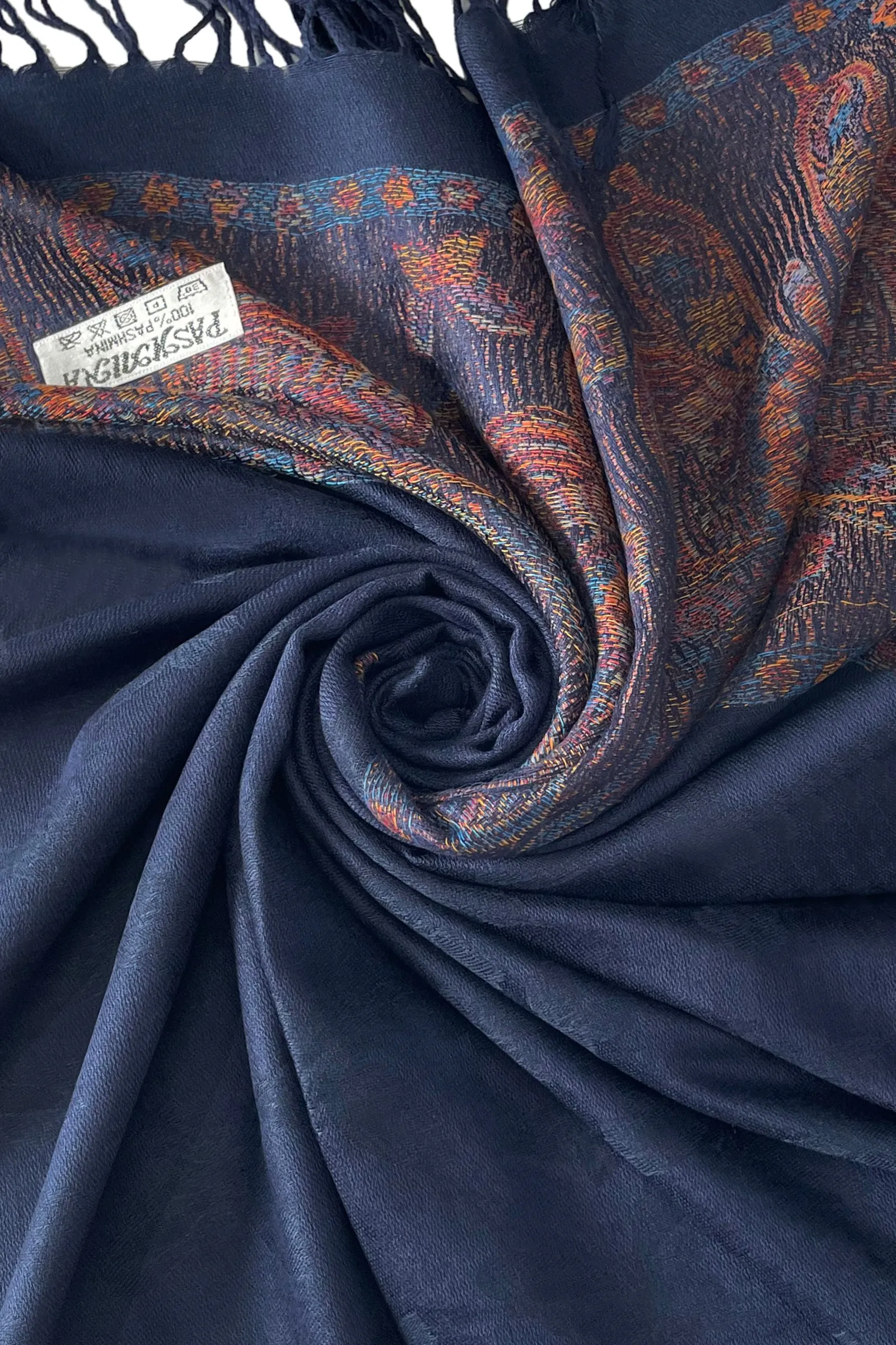 Delicate Butterfly Embroidered Pashmina Tassel Scarf