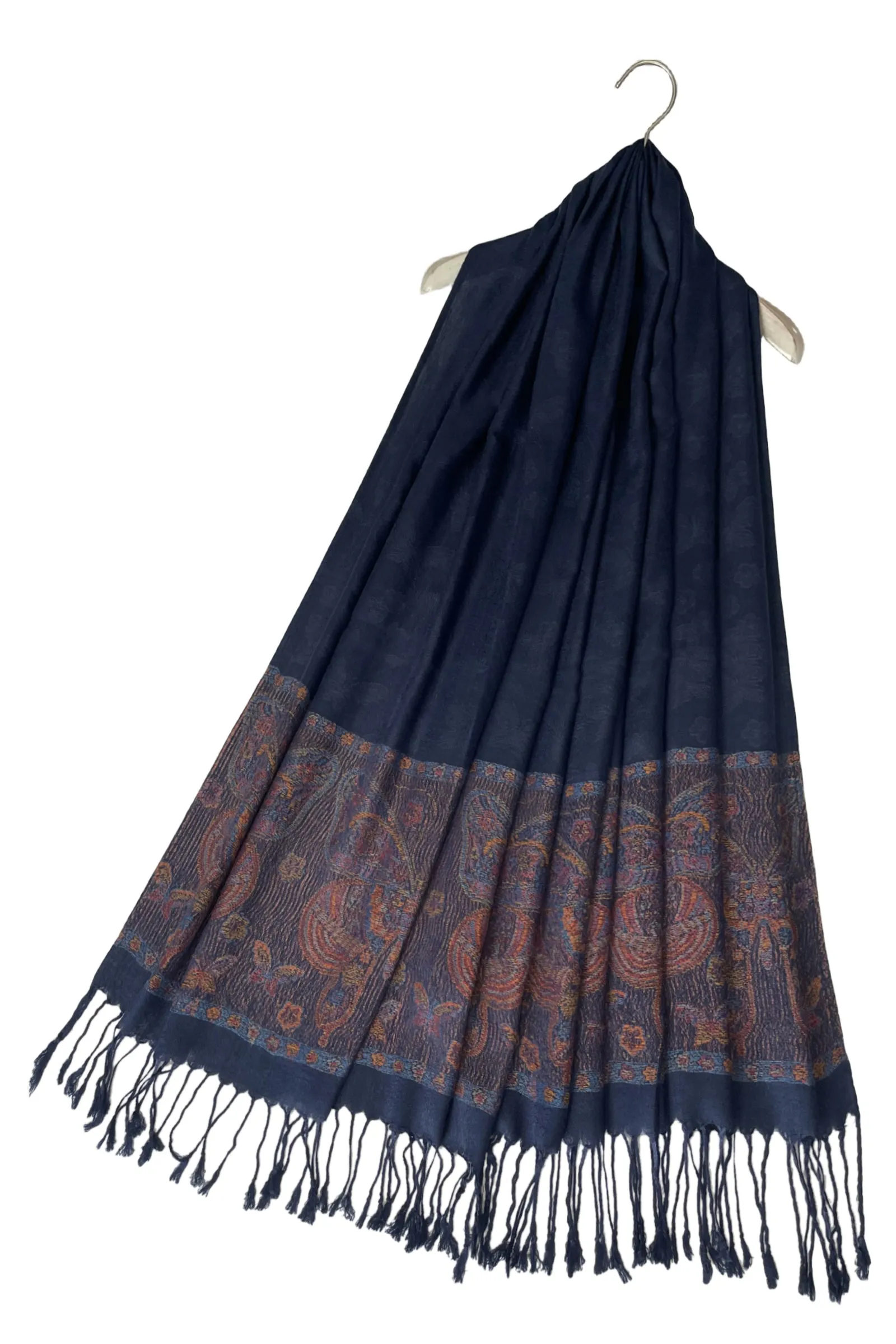 Delicate Butterfly Embroidered Pashmina Tassel Scarf