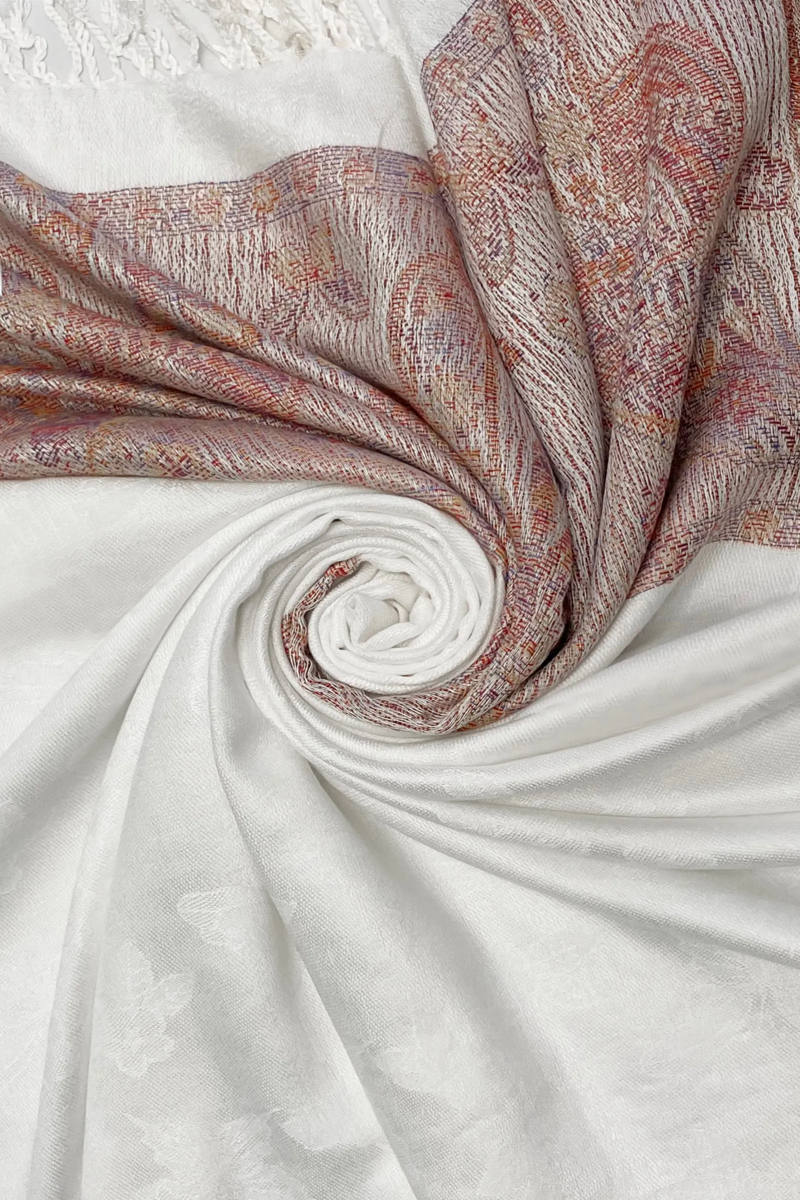 Delicate Butterfly Embroidered Pashmina Tassel Scarf