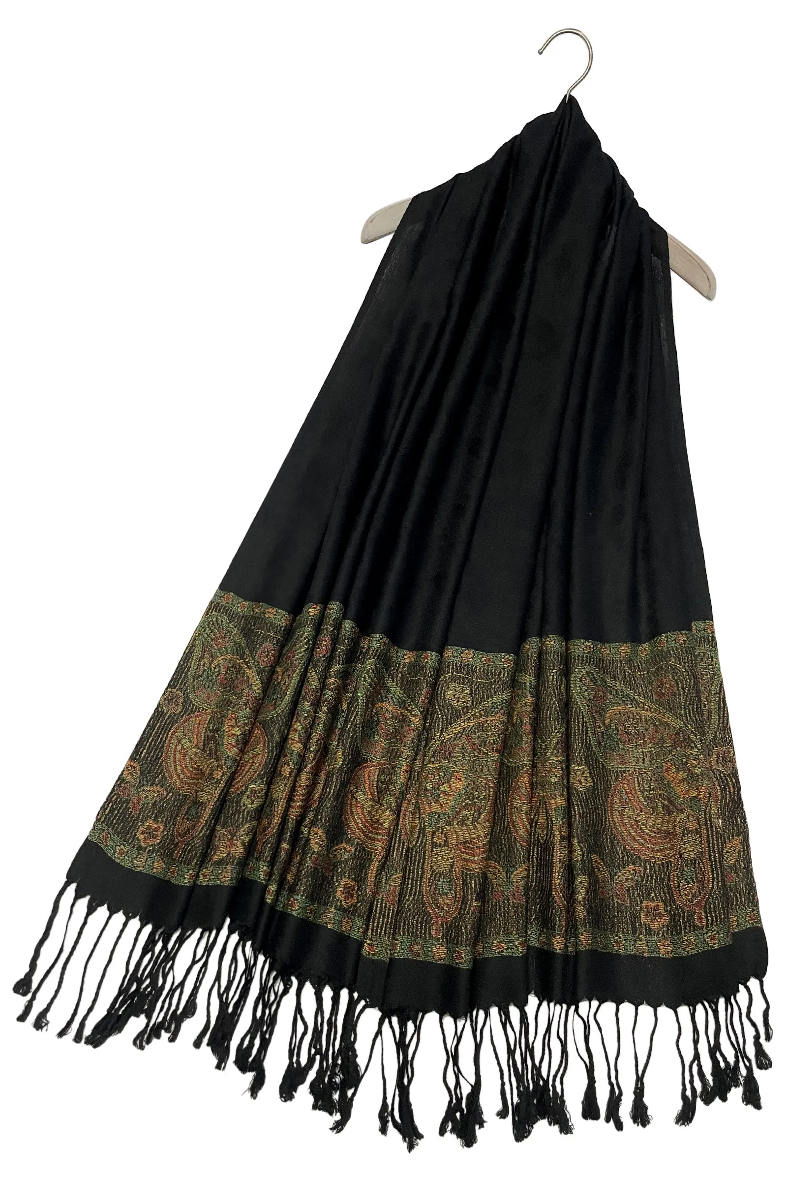 Delicate Butterfly Embroidered Pashmina Tassel Scarf