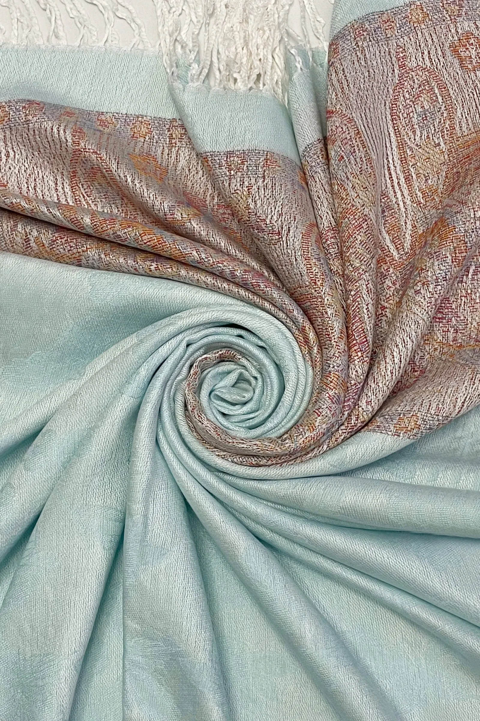 Delicate Butterfly Embroidered Pashmina Tassel Scarf
