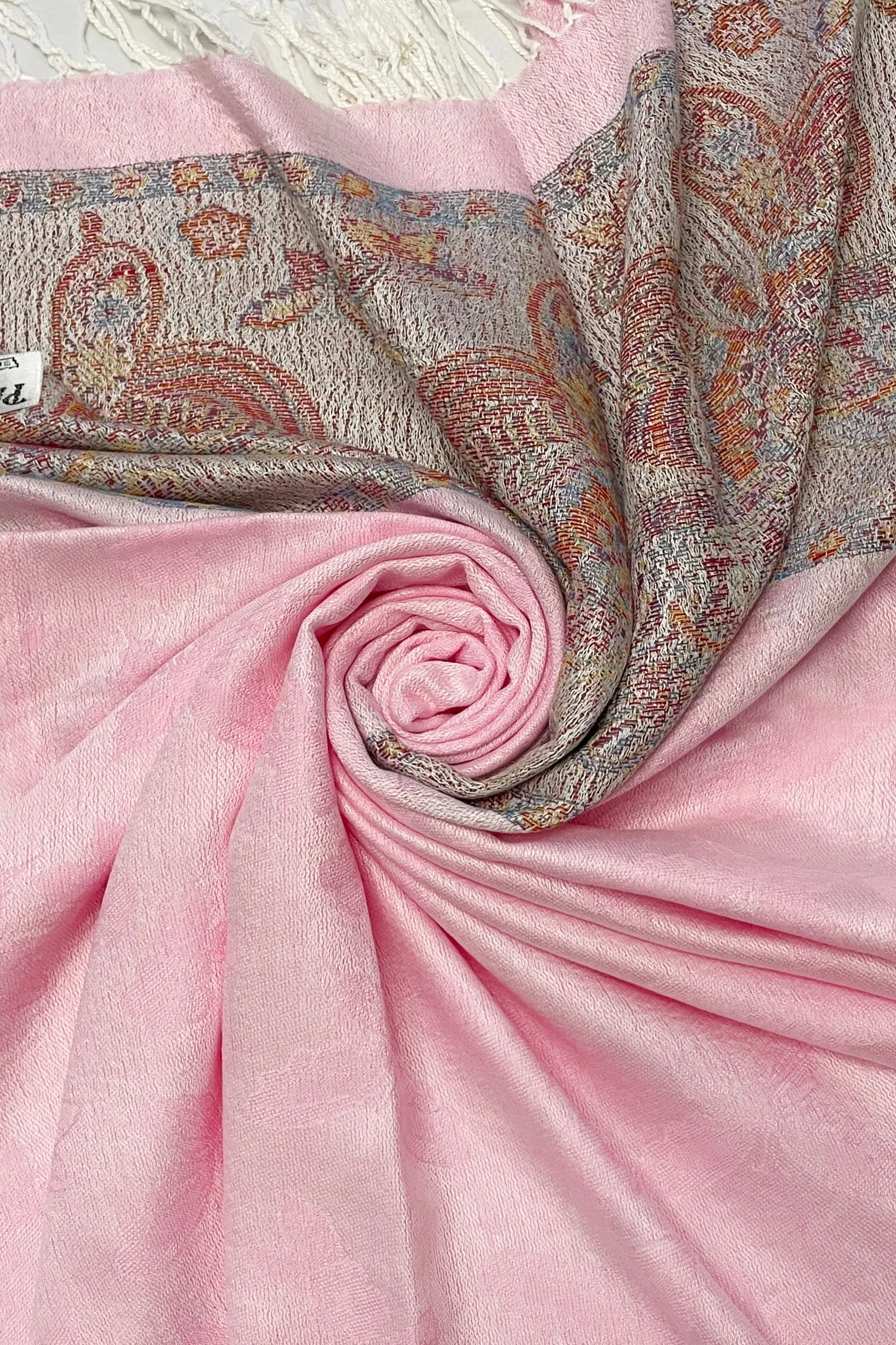 Delicate Butterfly Embroidered Pashmina Tassel Scarf