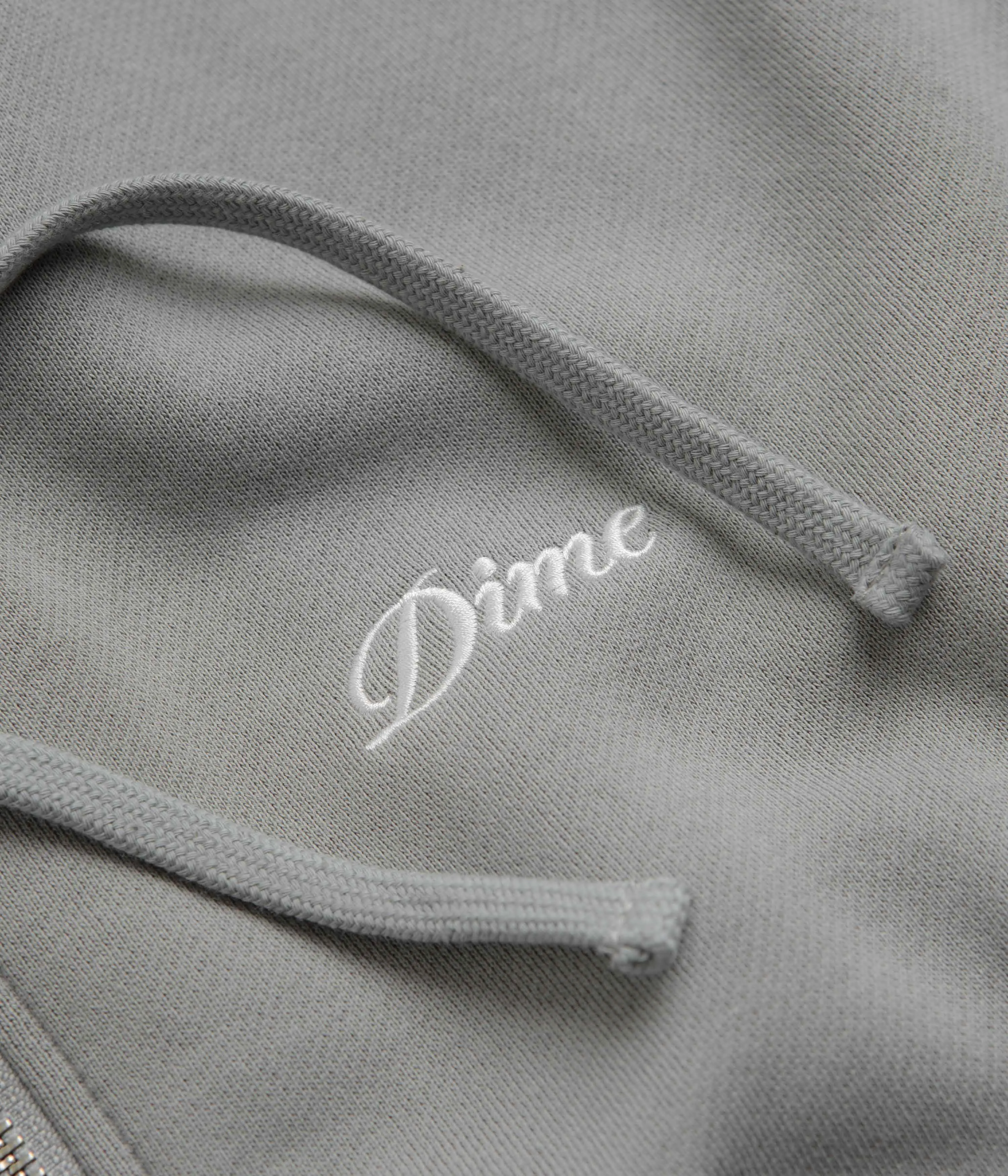 Dime Cursive Zip Hoodie - Stone Silver