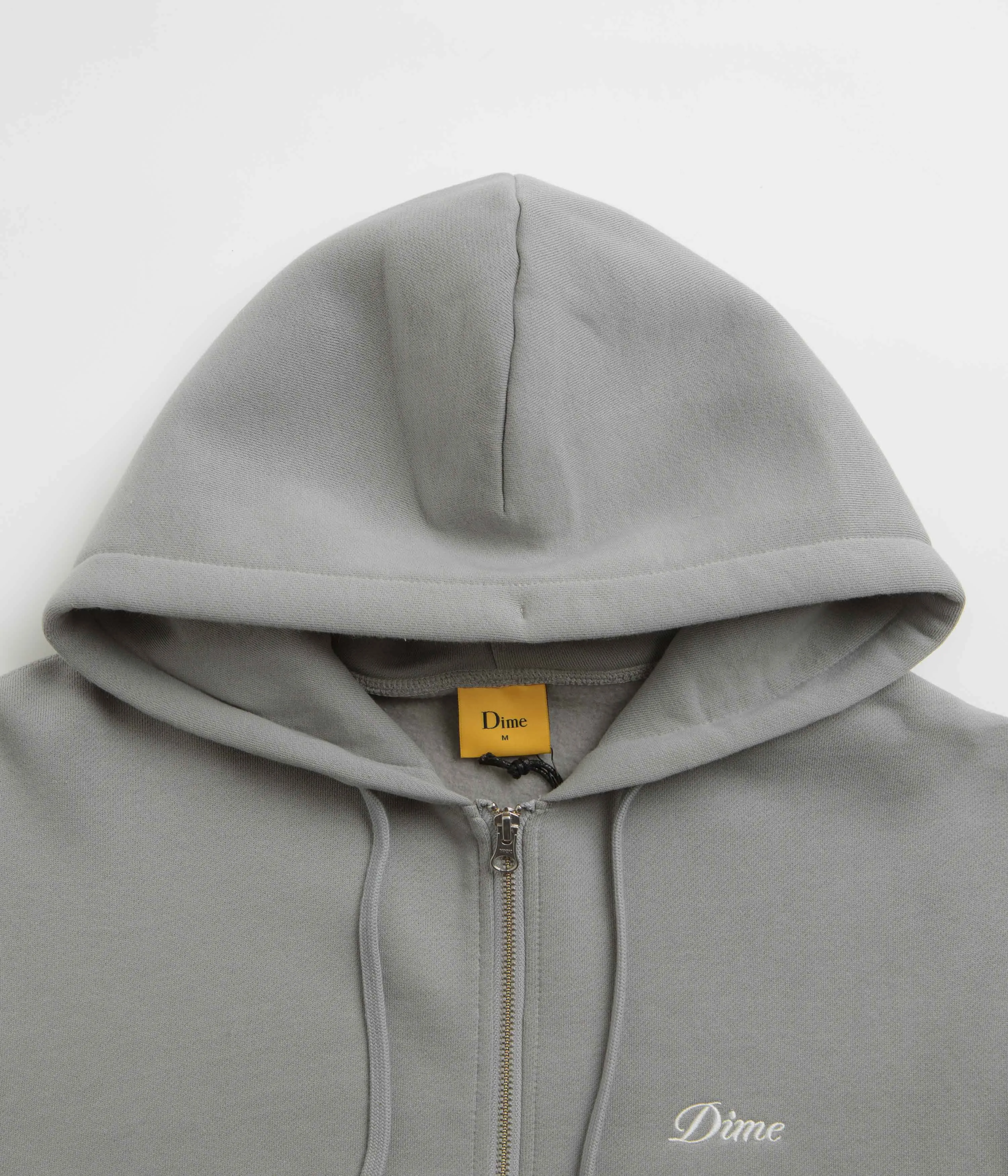 Dime Cursive Zip Hoodie - Stone Silver