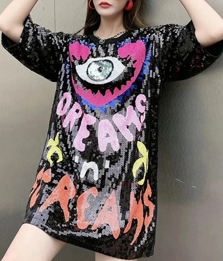 Dreams Sequin T-Shirt  Dress