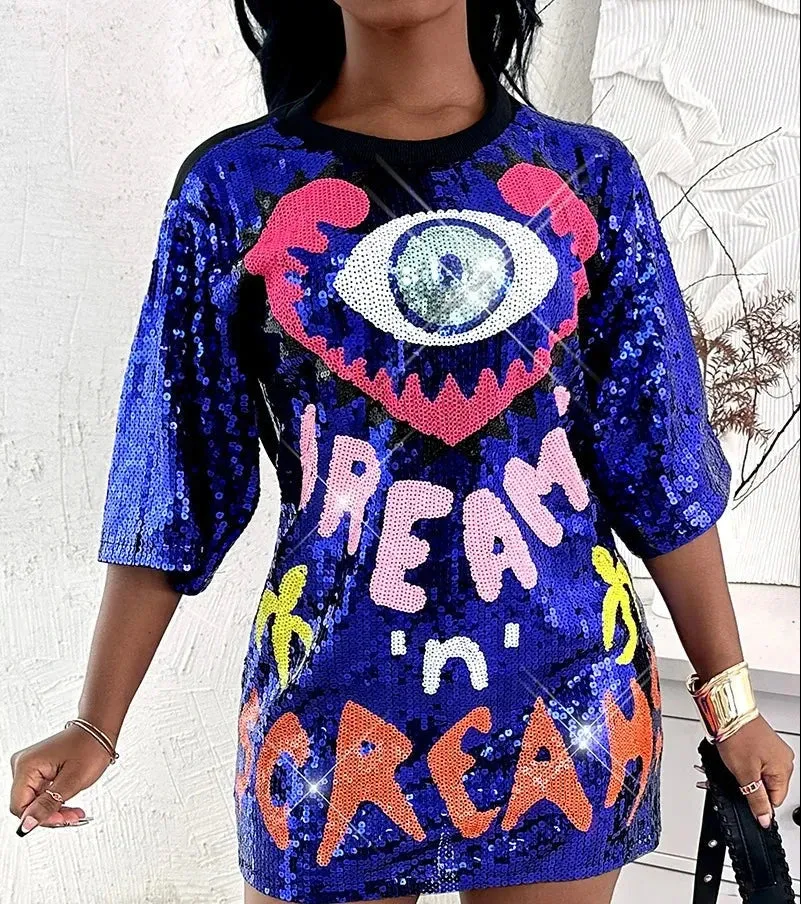 Dreams Sequin T-Shirt  Dress