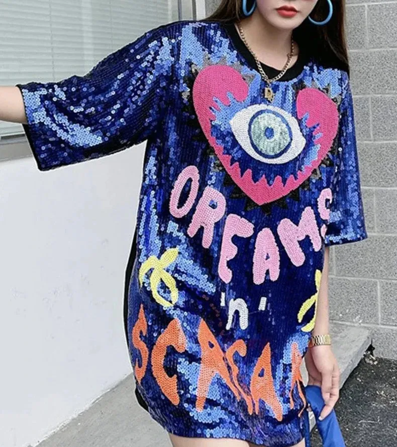 Dreams Sequin T-Shirt  Dress