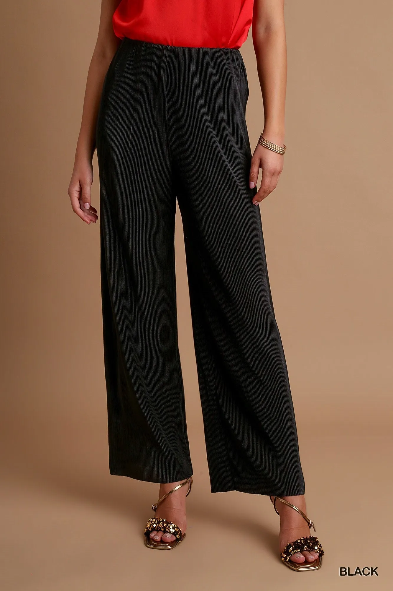 Dress It Up Black Accordion Pants