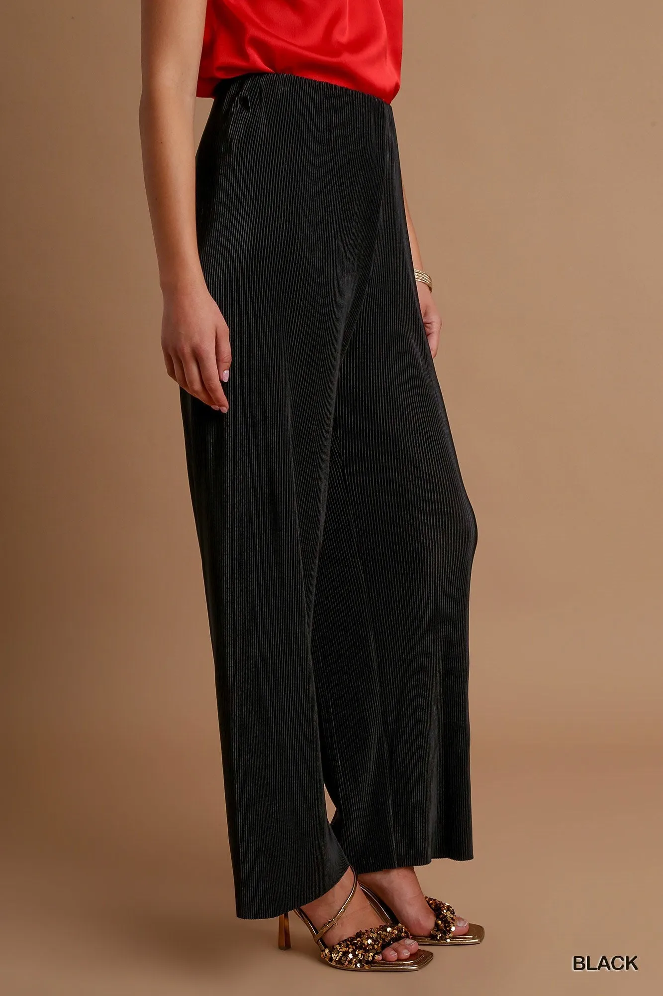Dress It Up Black Accordion Pants