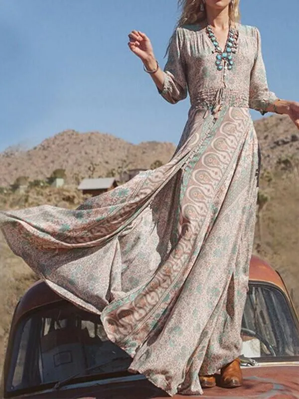 Elegant Floral Split Maxi Dress