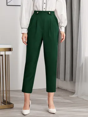 Elegant Plain Zipper High Waist Capris Women Pants