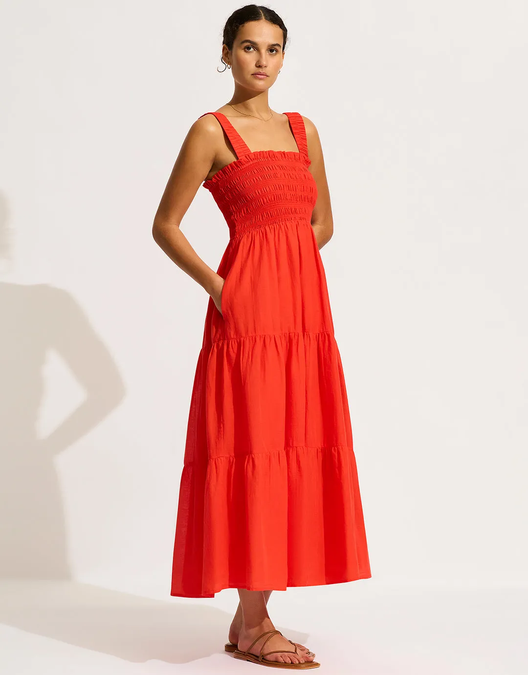 Faithful Midi Dress - Flame