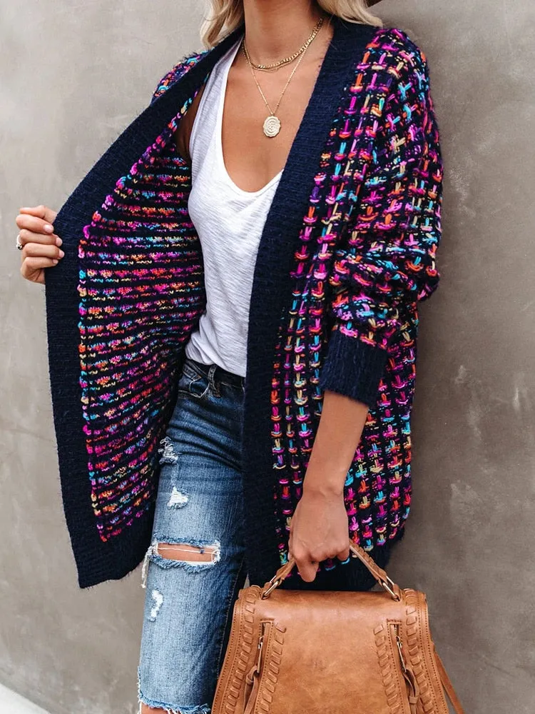 FashionSierra - Fitshinling Bohemian Plaid Cardigans Vintage Long Coat Female Jacket Knitwear Winter Slim Sweater