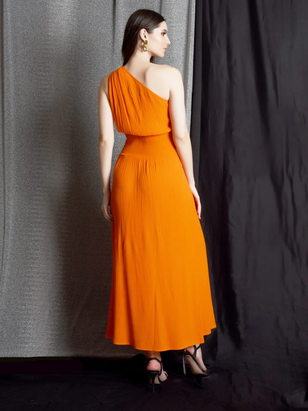 Flawless Women One Shoulder Fit and Flare Party Dress | KALPENI