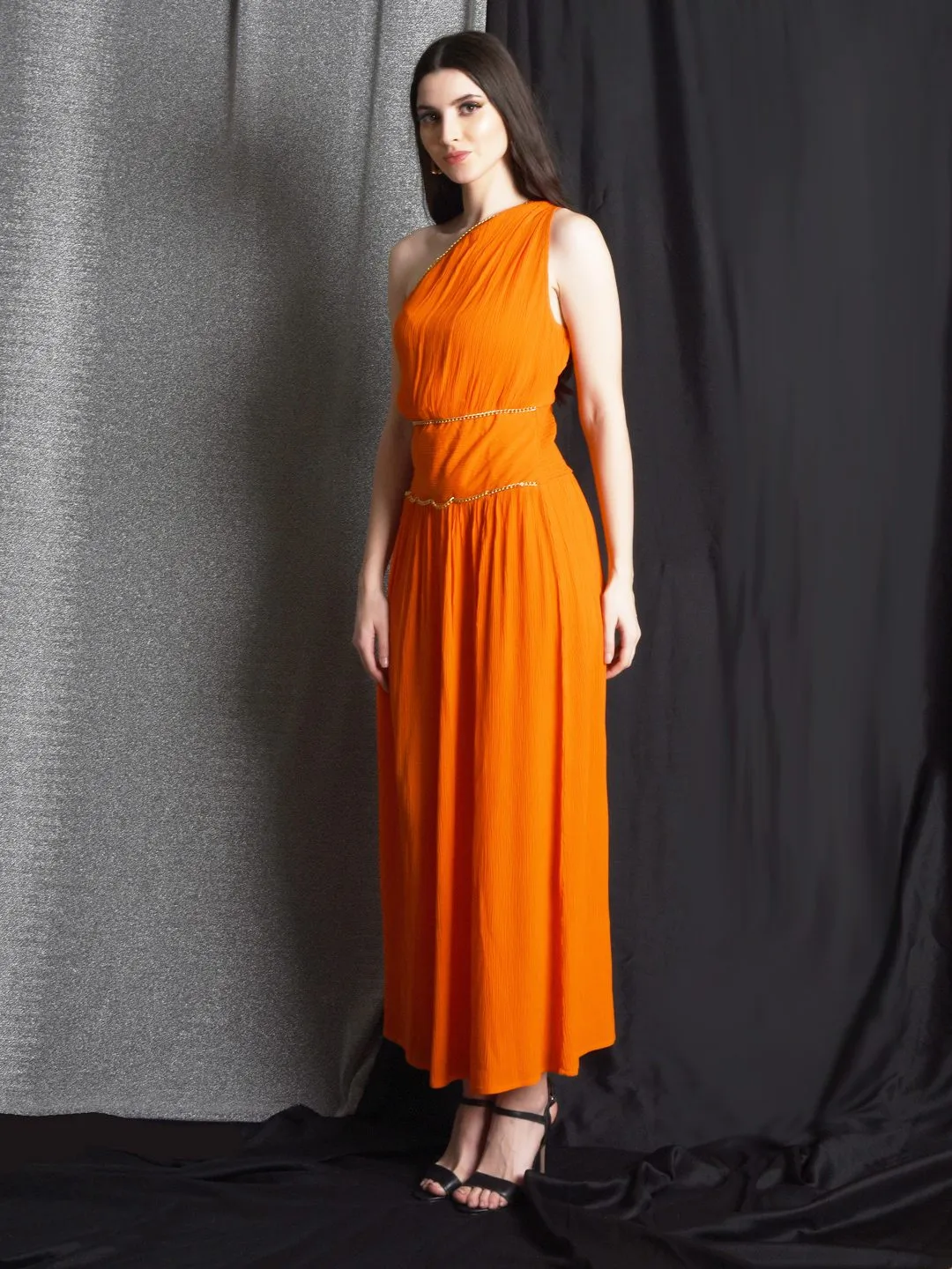 Flawless Women One Shoulder Fit and Flare Party Dress | KALPENI