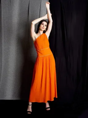 Flawless Women One Shoulder Fit and Flare Party Dress | KALPENI