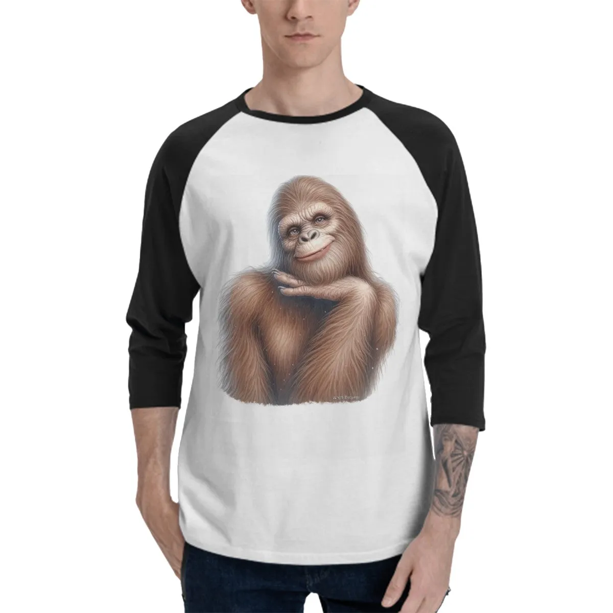 Flirty Female Sasquatch, Bigfoot 3/4 Sleeve Baseball Shirt