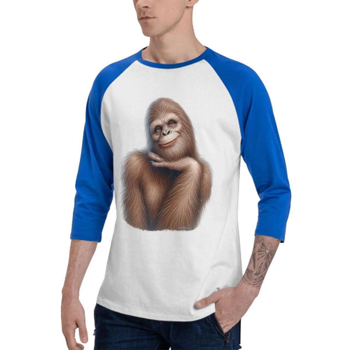 Flirty Female Sasquatch, Bigfoot 3/4 Sleeve Baseball Shirt