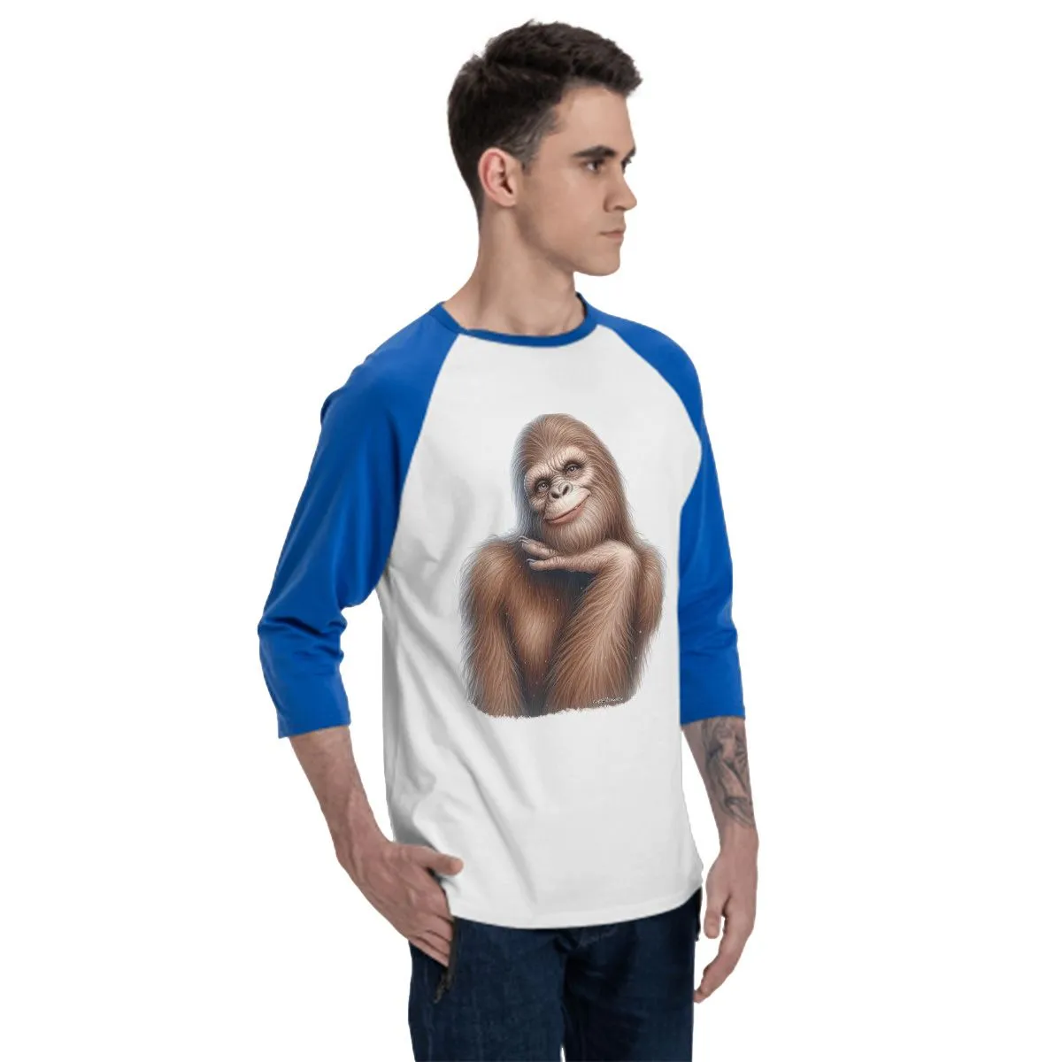 Flirty Female Sasquatch, Bigfoot 3/4 Sleeve Baseball Shirt