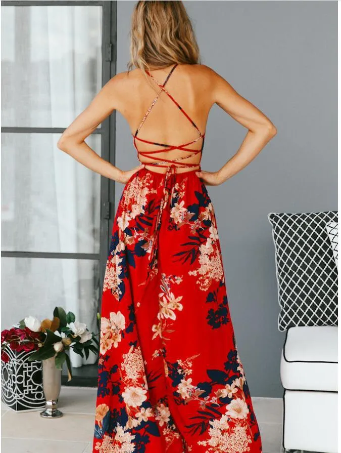 Floral Printed Plus Size Maxi Dress