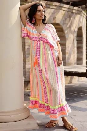 Fluorescent Striped Maxi Dress