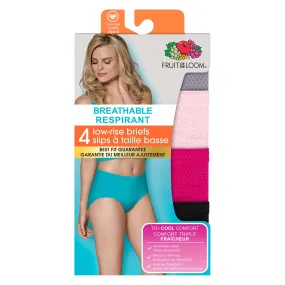 Fruit of the Loom Women's Low-Rise Breathable Micro-Mesh Briefs, Assorted Colours, 4-Pack