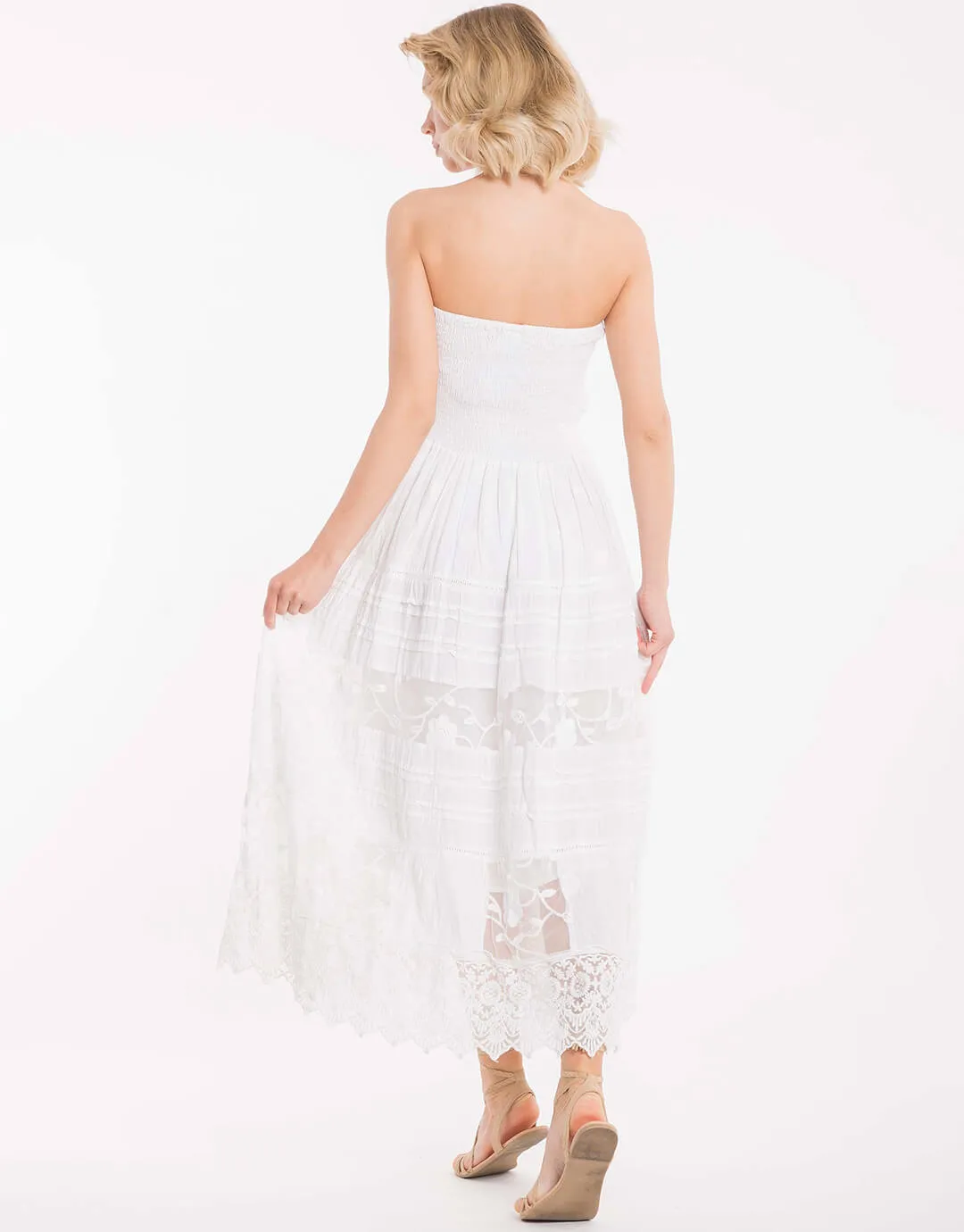 Gaia Bandeau Maxi Dress - White