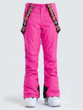 Gsou Snow Women's Rose Thermal Warm High Waterproof Windproof Snowboard Ski Pants