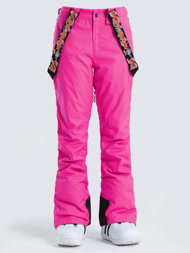 Gsou Snow Women's Rose Thermal Warm High Waterproof Windproof Snowboard Ski Pants