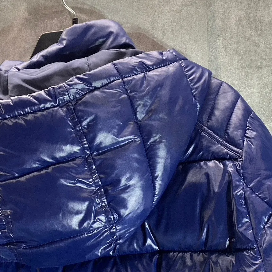 GUESS Men's Dark Navy Removable Hood Water-Resistant Puffer Full-Zip Jacket SZXL