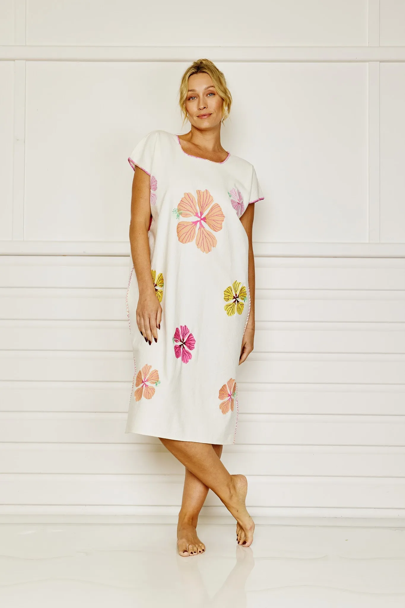Hibiscus Embroidered Midi - Mandalay Designs
