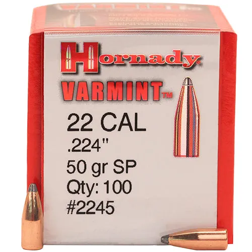 Hornady .224 22 Cal 50gr SP Projectiles - 100pk