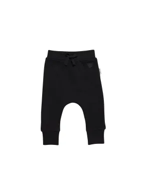 Huxbaby Black Fleece Drop Crotch Pants