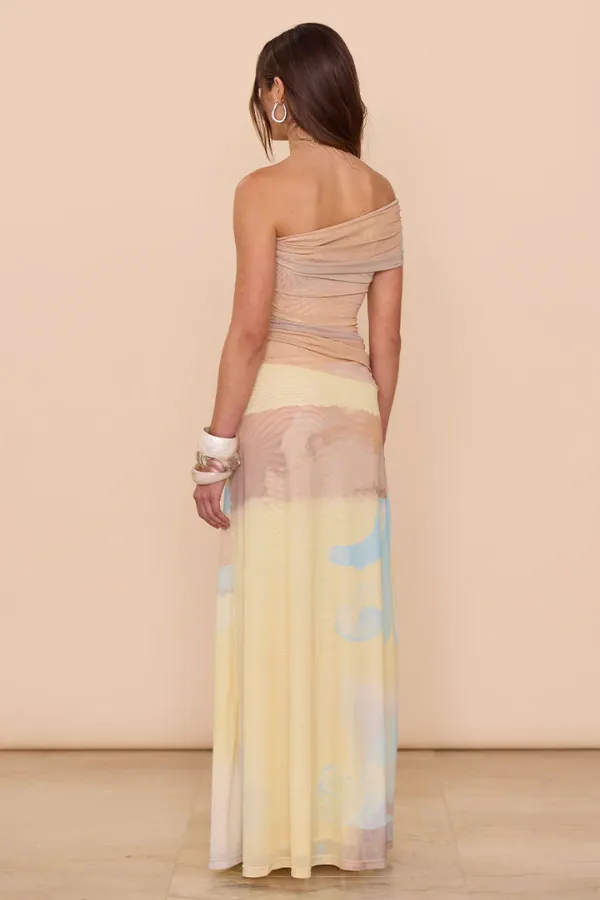Impression One Shoulder Dress Soft Yellow