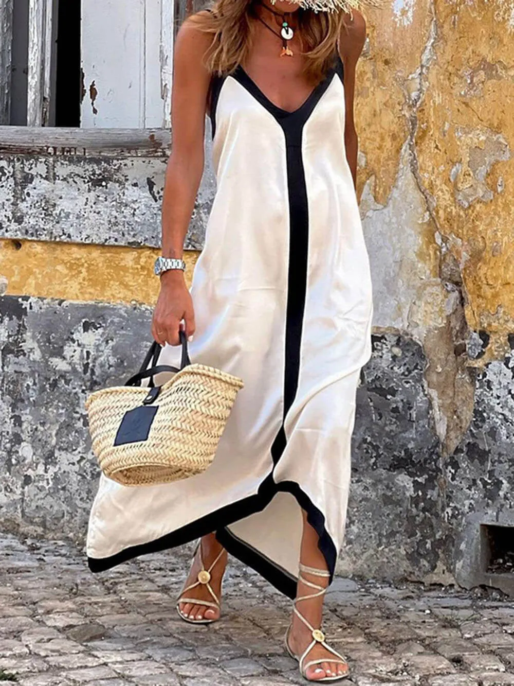 Ivyshape | Breeze Colorblock Suspender Maxi Dress