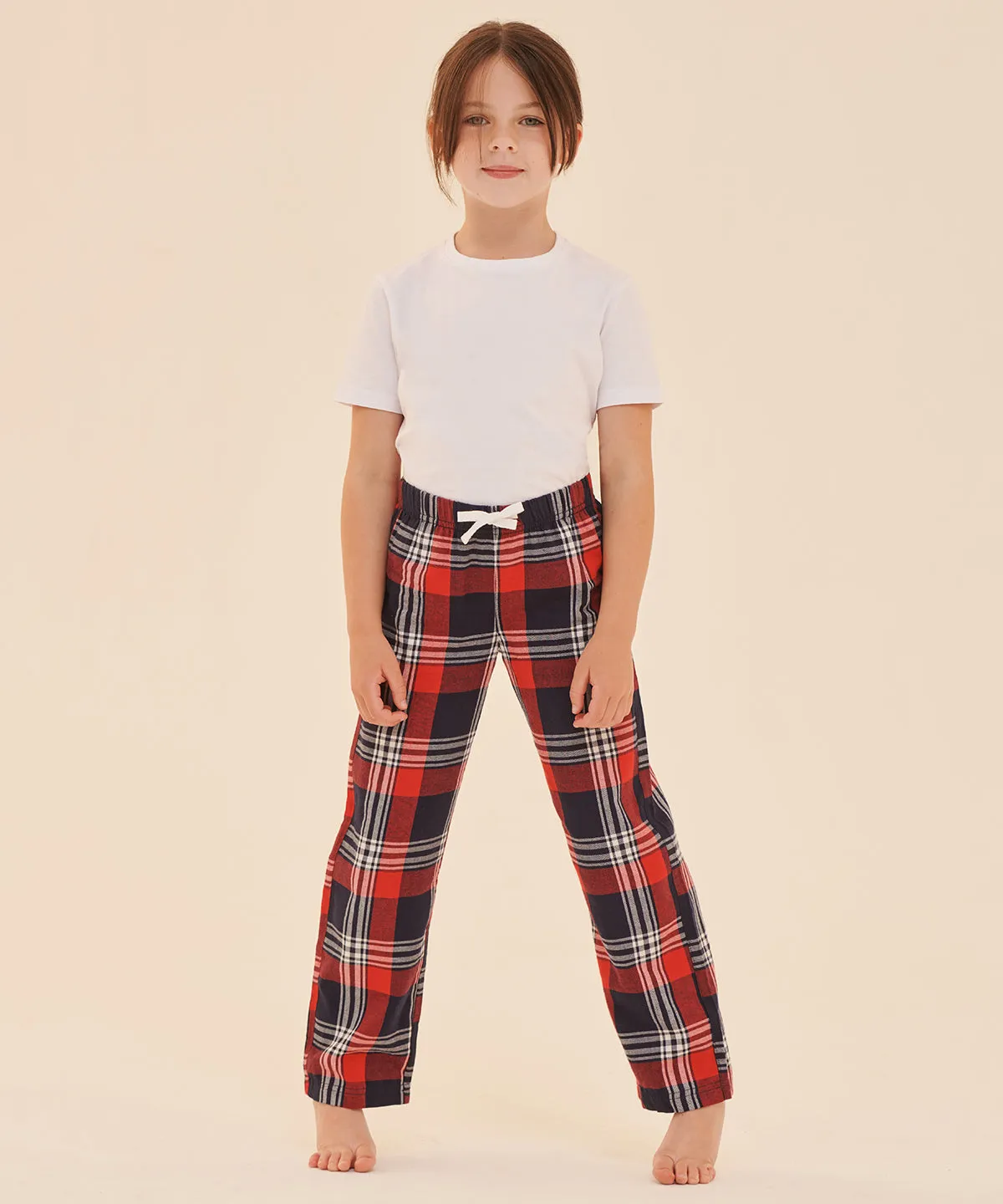 Kids tartan lounge pants | Red/Navy Check