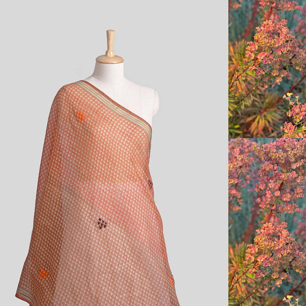 Kota Silk Handwoven Hand Block Printed Shoulder Wrap