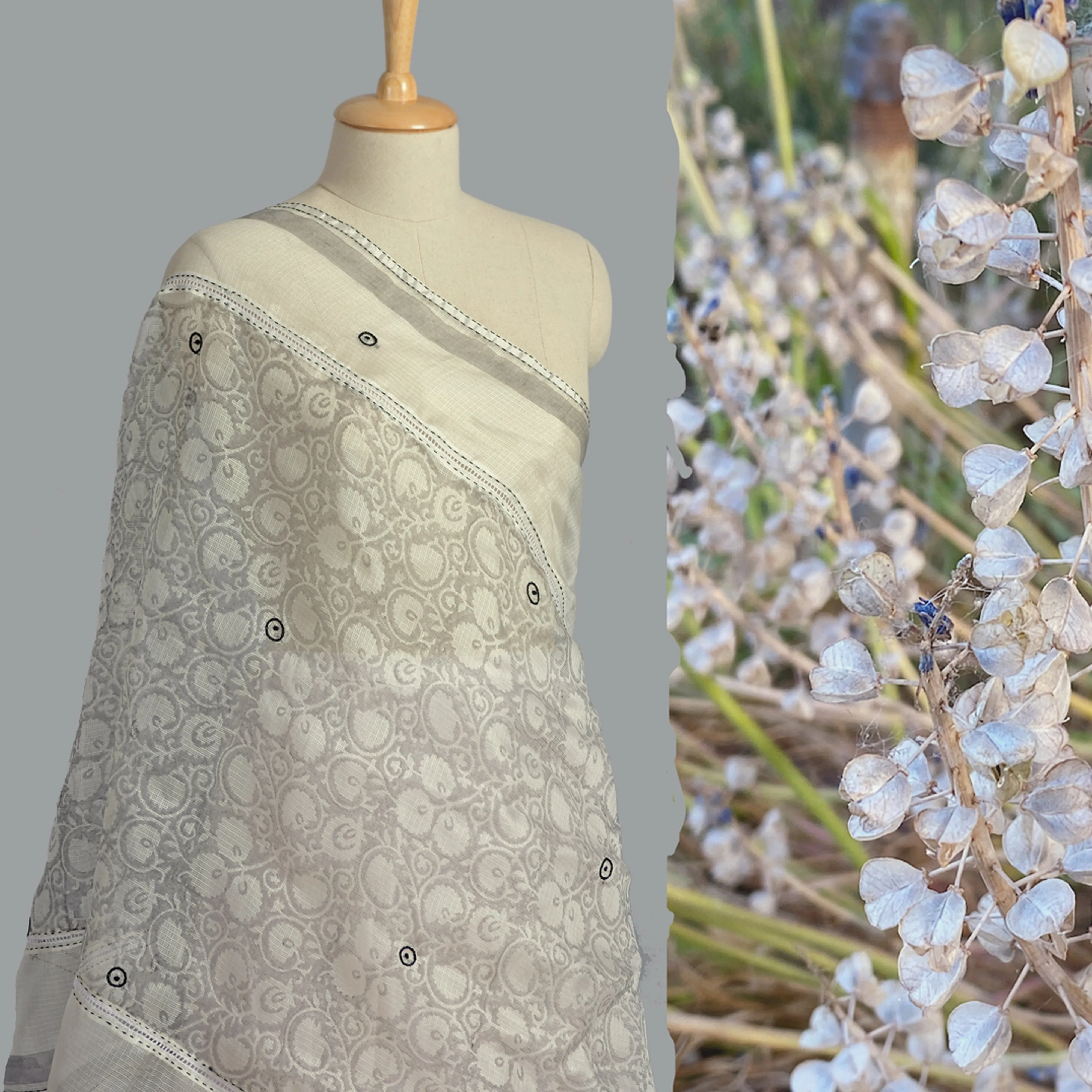 Kota Silk Handwoven Hand Block Printed Shoulder Wrap