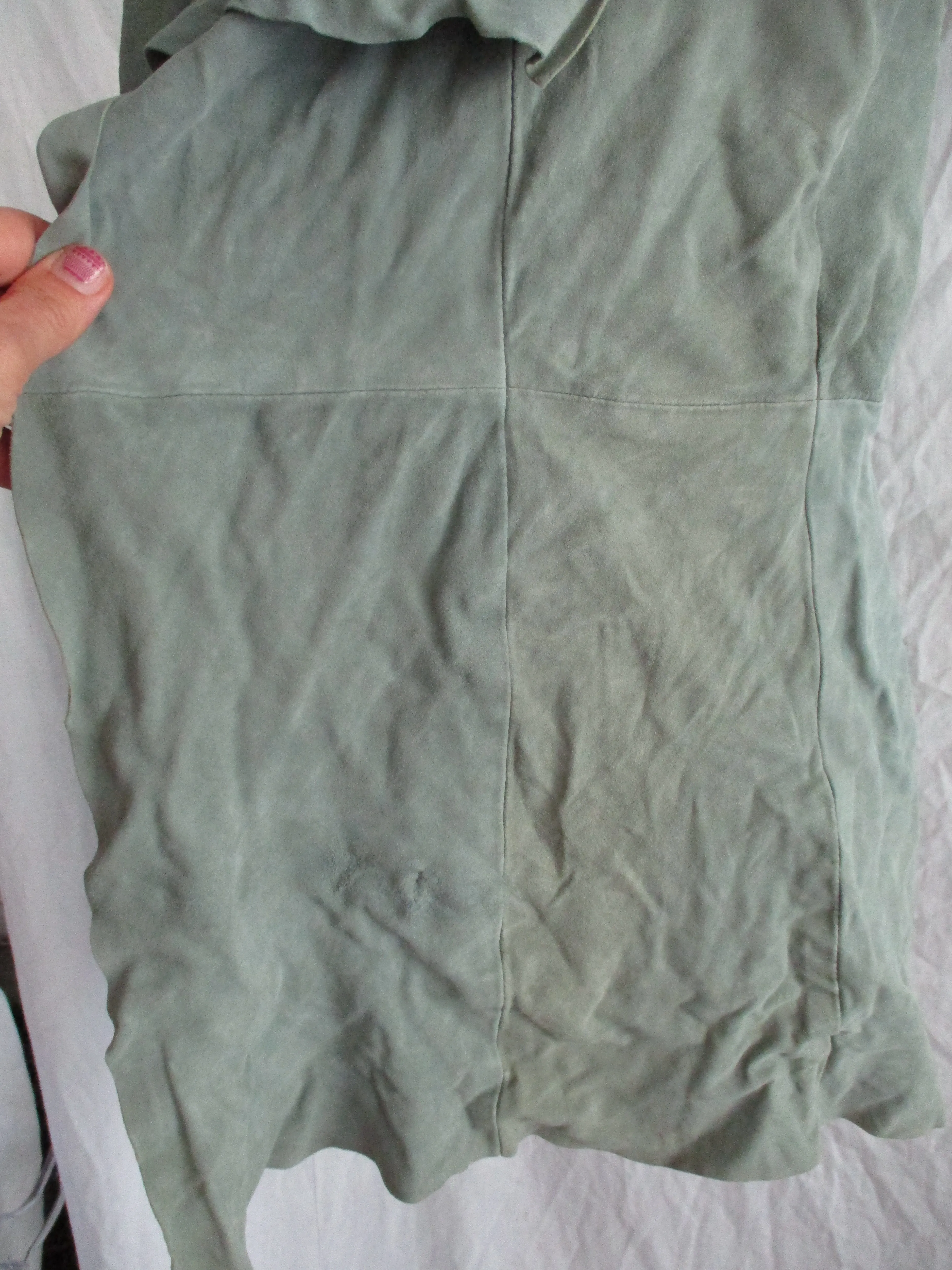 LEATHER SUEDE Sleeveless Patchwork Boho Hippie VEST M SAGE GREEN Festival
