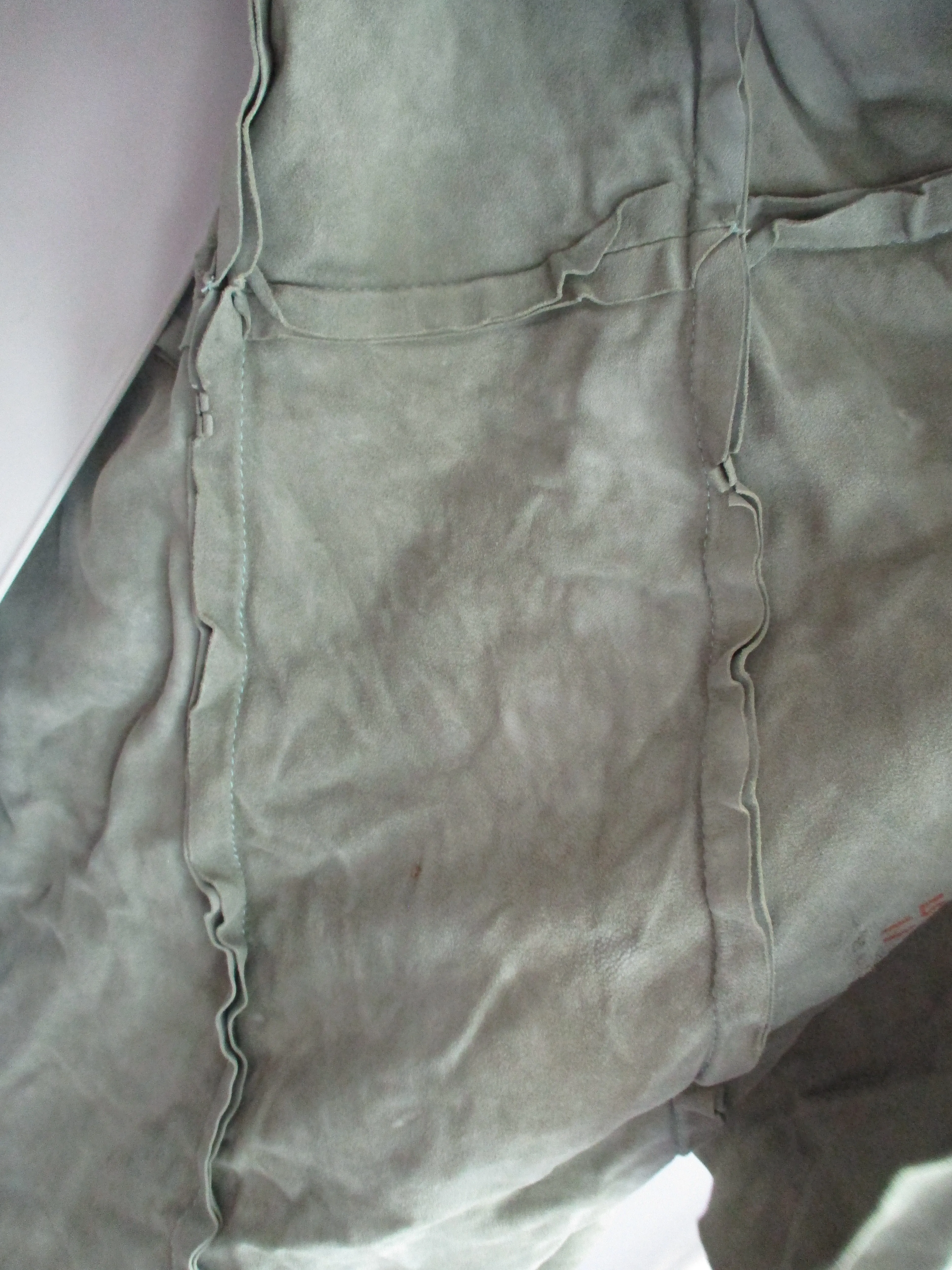 LEATHER SUEDE Sleeveless Patchwork Boho Hippie VEST M SAGE GREEN Festival