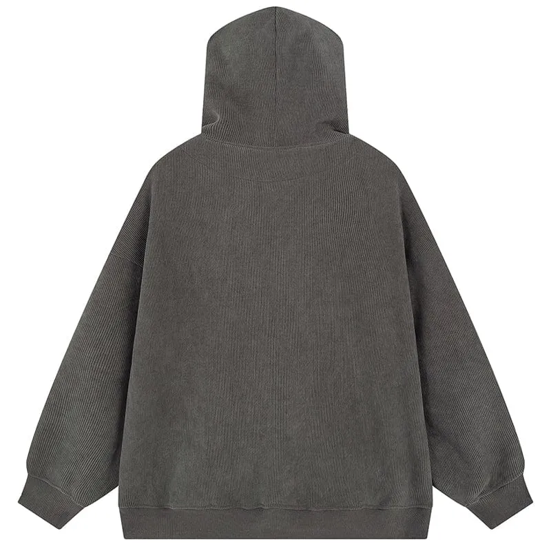Lemandik Corduroy Zipper Hoodie Flocked Star
